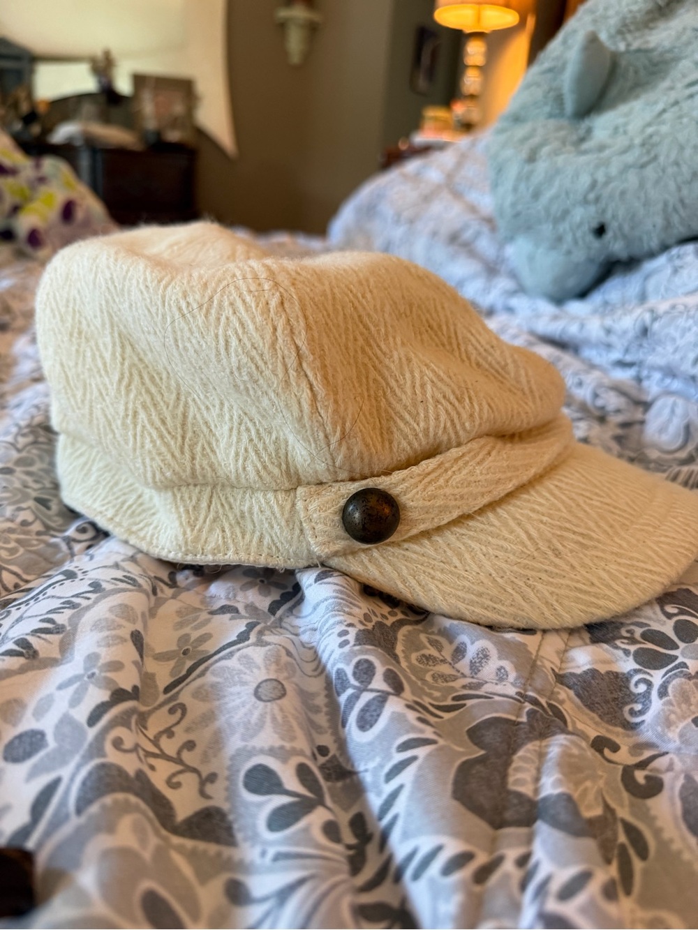 Nine West Cream Wool Newsboy Cap